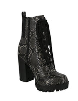 WOMAN'S SHOES BLACK/PYTHON/GRAY PU BOOTIES LIMIT