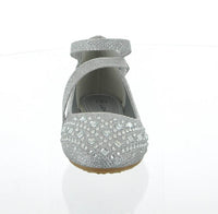 KID'S SHOES SILVER GLITTER FLATS LINE-62K