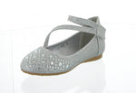 KID'S SHOES SILVER GLITTER FLATS LINE-62K