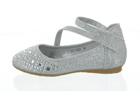 KID'S SHOES SILVER GLITTER FLATS LINE-62K