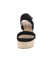 WOMAN'S SHOES BLACK NUB WEDGE HEELS LISTEN