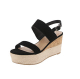 WOMAN'S SHOES BLACK NUB WEDGE HEELS LISTEN