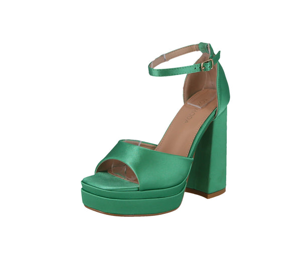 WOMAN'S SHOES GREEN SATIN HEELS LOLLIE-43