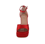 WOMAN'S SHOES RED SATIN HEELS LOLLIE-43