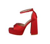 WOMAN'S SHOES RED SATIN HEELS LOLLIE-43