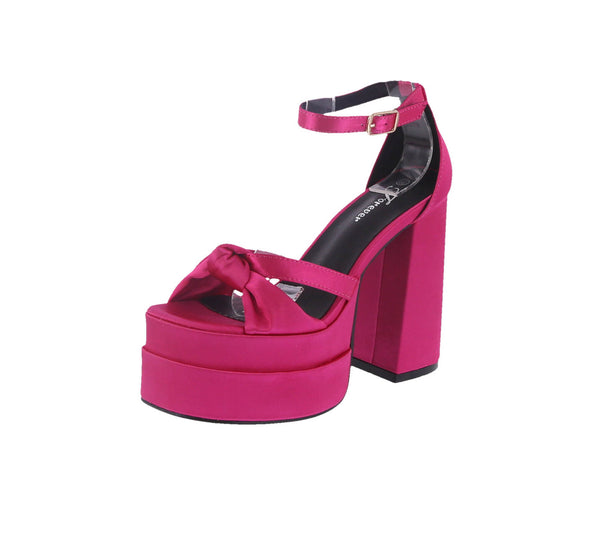 WOMAN'S SHOES FUCHSIA SATIN HEELS TWICE-15