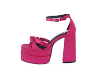 WOMAN'S SHOES FUCHSIA SATIN HEELS TWICE-15