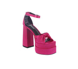 WOMAN'S SHOES FUCHSIA SATIN HEELS TWICE-15