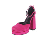 WOMAN'S SHOES FUCHSIA SATIN HEELS LOLLIE-1