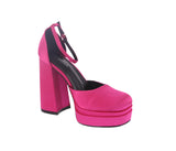 WOMAN'S SHOES FUCHSIA SATIN HEELS LOLLIE-1