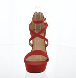 WOMAN'S SHOES RED PU HEELS LOVELY-1