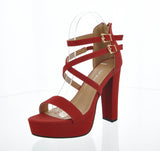 WOMAN'S SHOES RED PU HEELS LOVELY-1