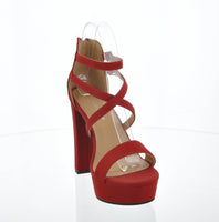 WOMAN'S SHOES RED PU HEELS LOVELY-1