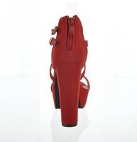 WOMAN'S SHOES RED PU HEELS LOVELY-1