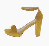 WOMAN'S SHOES MUSTARD SUEDE HEELS LOVELY-10