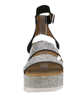 WOMAN'S SHOES BLACK GLITTER/NUB WEDGE SANDAL LUXURY-43