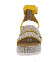 WOMAN'S SHOES MUSTARD GLITTER/NUB WEDGE SANDAL LUXURY-43