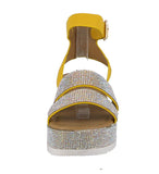 WOMAN'S SHOES MUSTARD GLITTER/NUB WEDGE SANDAL LUXURY-43