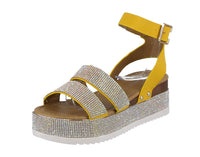 WOMAN'S SHOES MUSTARD GLITTER/NUB WEDGE SANDAL LUXURY-43