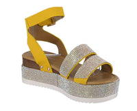 WOMAN'S SHOES MUSTARD GLITTER/NUB WEDGE SANDAL LUXURY-43