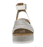 WOMAN'S SHOES WHITE GLITTER/NUB WEDGE SANDAL LUXURY-43