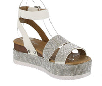 WOMAN'S SHOES WHITE GLITTER/NUB WEDGE SANDAL LUXURY-43