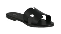 WOMAN'S SHOES BLACK PU LEATHER SANDALS MALIBU