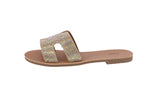 WOMAN'S SHOES GOLD PU LEATHER SANDALS MALIBU