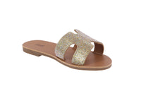 WOMAN'S SHOES GOLD PU LEATHER SANDALS MALIBU