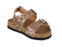 KID'S SHOES ROSE GOLD GLITTER SANDALS MARS-1A