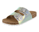 WOMAN'S SHOES BLUE HOLOGRAPHIC PU LEATHER SANDALS MARS-20