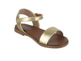 WOMAN'S SHOES LIGHT GOLD PU LEATHER METALLIC SANDALS MEADOW