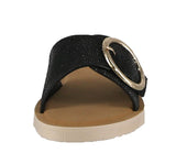 WOMAN'S SHOES BLACK GLITTER SANDALS MEGANGL