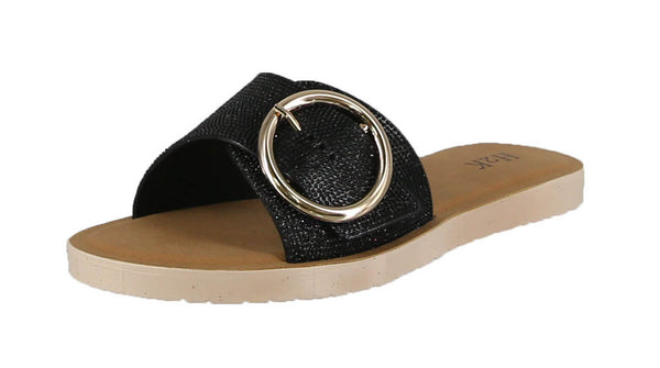 WOMAN'S SHOES BLACK GLITTER SANDALS MEGANGL