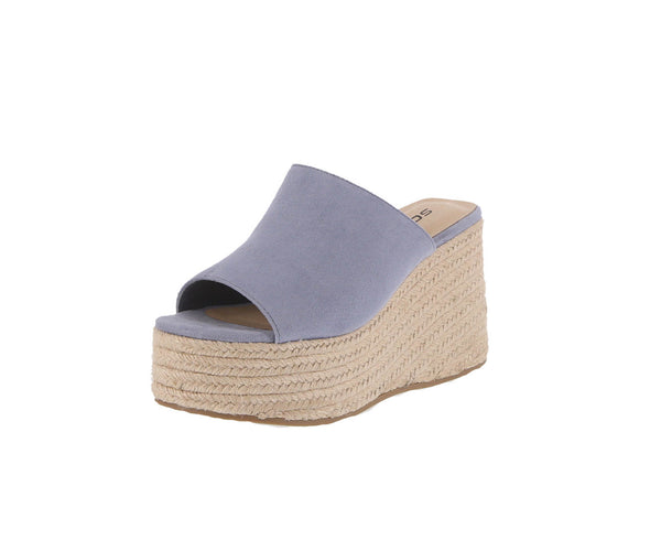 WOMAN'S SHOES BLUE DENIM SUEDE WEDGE SANDAL MEIMEI