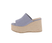 WOMAN'S SHOES BLUE DENIM SUEDE WEDGE SANDAL MEIMEI