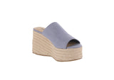 WOMAN'S SHOES BLUE DENIM SUEDE WEDGE SANDAL MEIMEI