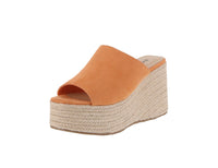 WOMAN'S SHOES LIGTH ORANGE SUEDE WEDGE SANDAL MEIMEI