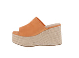 WOMAN'S SHOES LIGTH ORANGE SUEDE WEDGE SANDAL MEIMEI