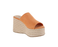 WOMAN'S SHOES LIGTH ORANGE SUEDE WEDGE SANDAL MEIMEI