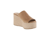 WOMAN'S SHOES NUDE SUEDE WEDGE SANDAL MEIMEI