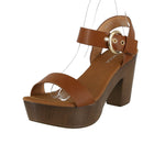 WOMAN'S SHOES TAN PU LEATHER HEELS MELISSA-1