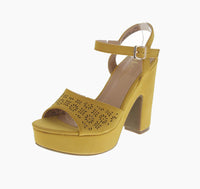 WOMAN'S SHOES MUSTARD SUEDE HEELS MELORA-26