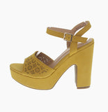 WOMAN'S SHOES MUSTARD SUEDE HEELS MELORA-26