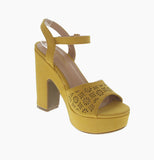 WOMAN'S SHOES MUSTARD SUEDE HEELS MELORA-26