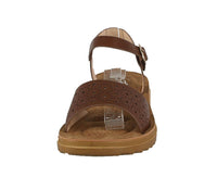 WOMAN'S SHOES BROWN PU LEATHER COMFORT SANDALS MENTAL-104