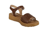 WOMAN'S SHOES BROWN PU LEATHER COMFORT SANDALS MENTAL-104