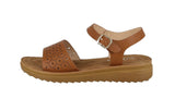 WOMAN'S SHOES TAN PU LEATHER COMFORT SANDALS MENTAL-104