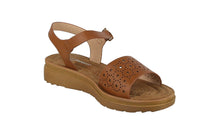 WOMAN'S SHOES TAN PU LEATHER COMFORT SANDALS MENTAL-104