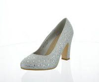 WOMAN'S SHOES SILVER GLITTER MESH HEELS MERIT-13